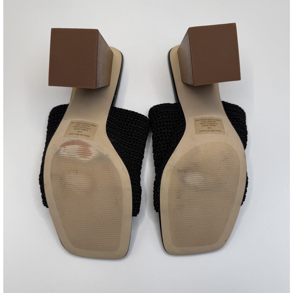 Steve Madden Realize Black Slide Sandal With Block Heel Sz 9 View 6